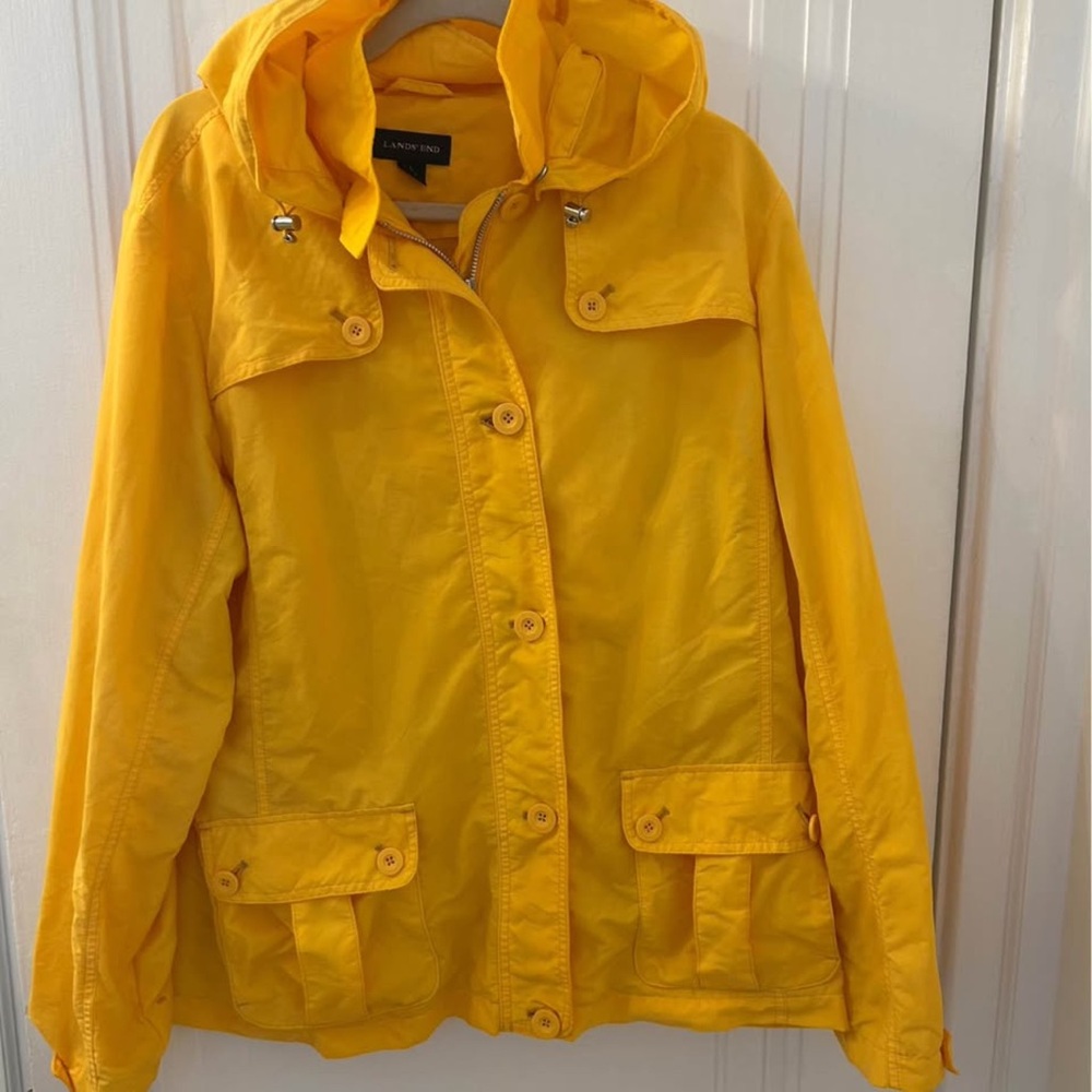 Lands' End Bright Yellow Hooded Utility Jacket